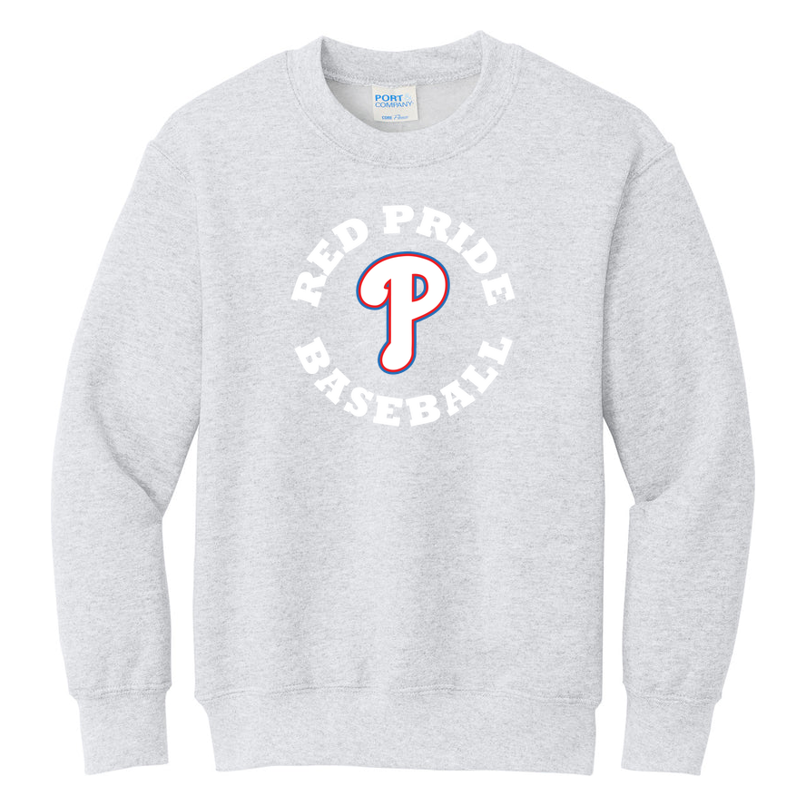 Plainfield Baseball Circle Spell Out Port & Co Youth Core Fleece Crewneck product