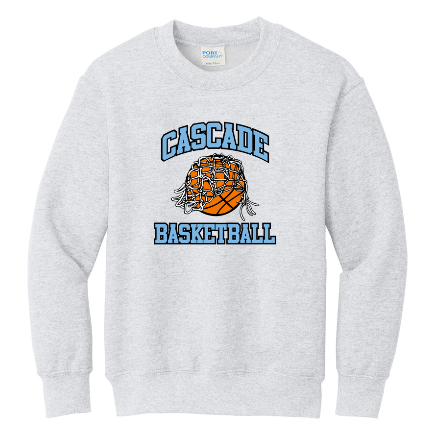 Cascade Basketball Graphic Port & Co Youth Core Fleece Crewneck product